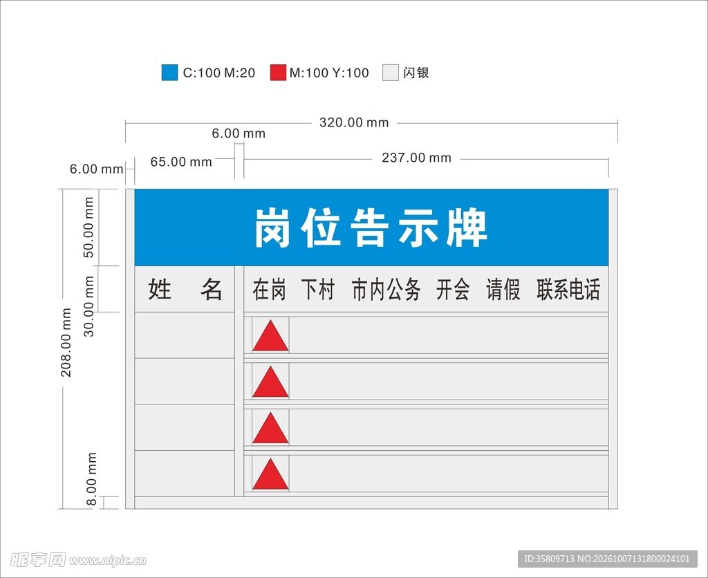 岗位去向牌