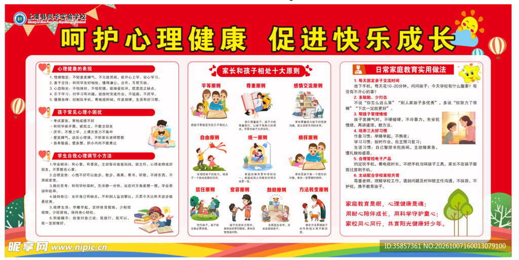 呵护心理健康宣传展板