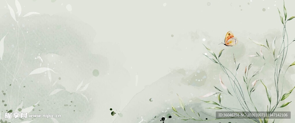 水彩花草背景