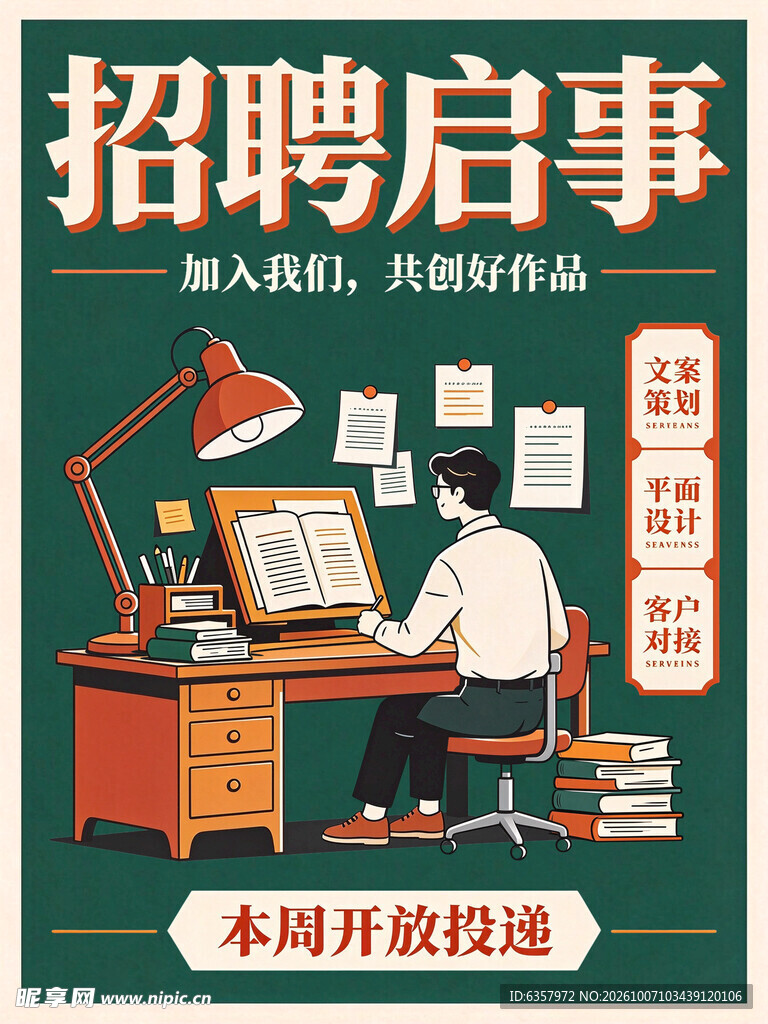 复古风招聘启事海报