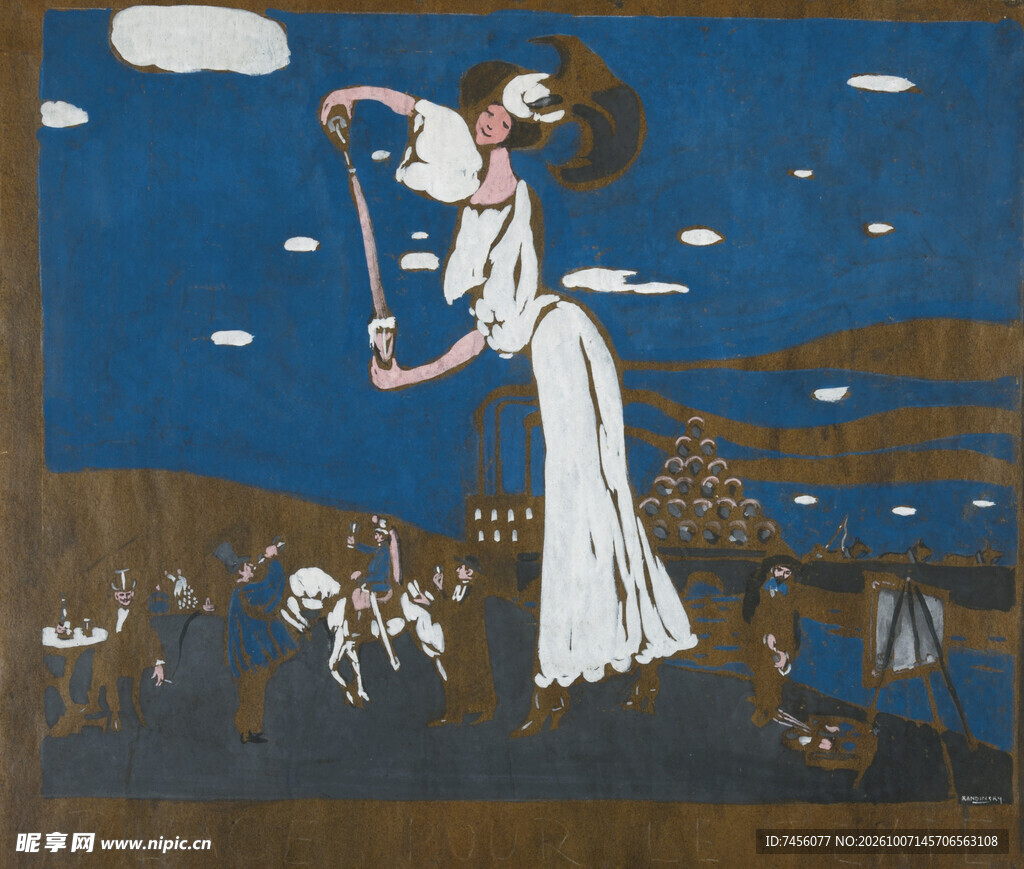 古风仕女夜景插画