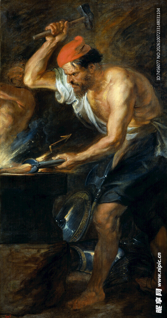古典劳作人物油画