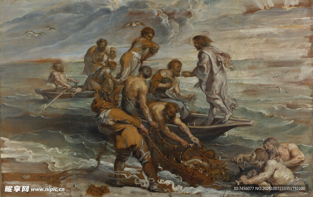 海滨古典人物油画