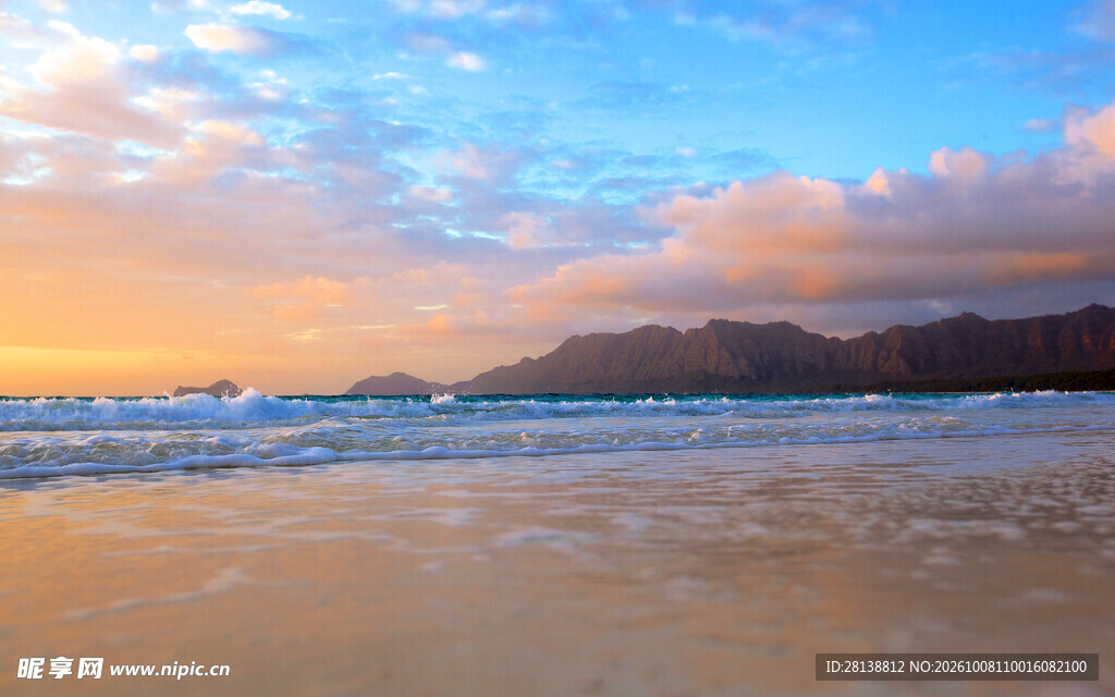 海滩日落自然美景