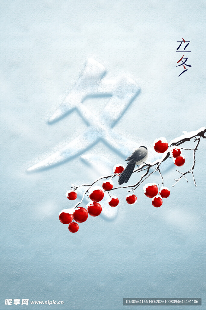 冬日红果节气意境图