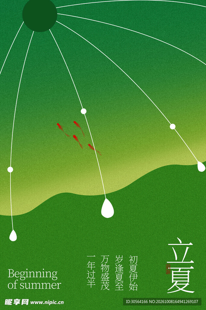 立夏节气简约绿色活动海报