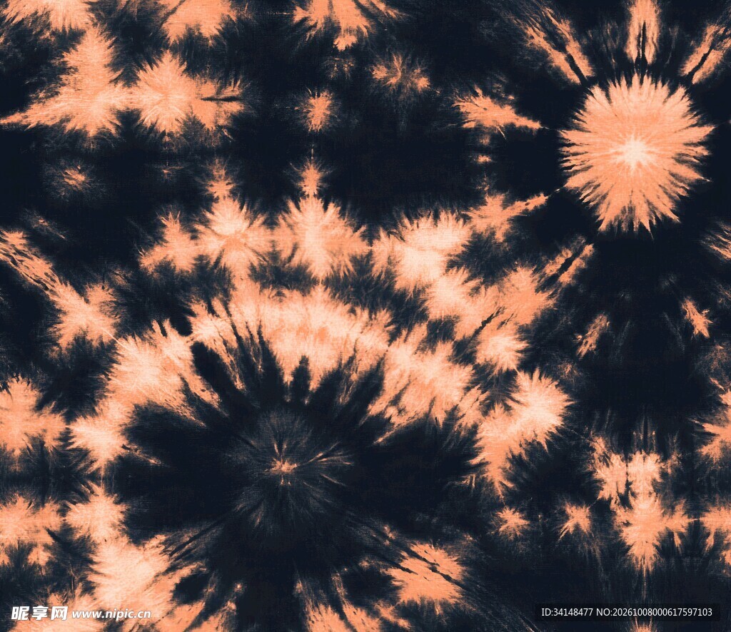 橙黑扎染纹理图案
