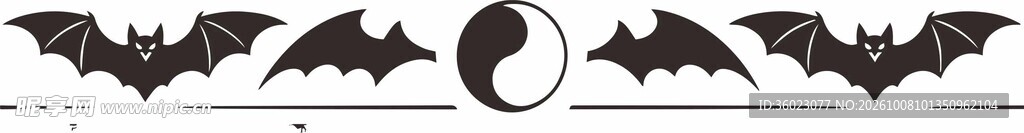 蝙蝠剪影装饰图案合集