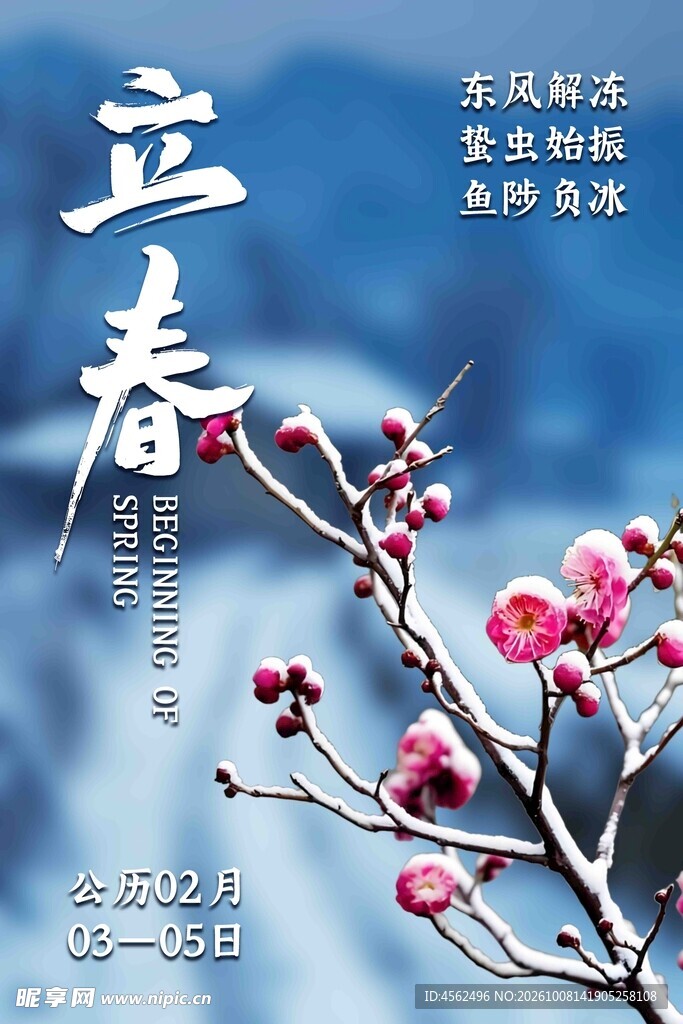 立春节气红梅主题海报