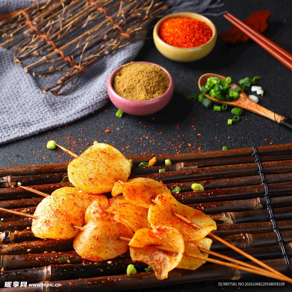 香辣烤土豆片串
