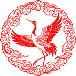 祥云仙鹤剪纸纹样