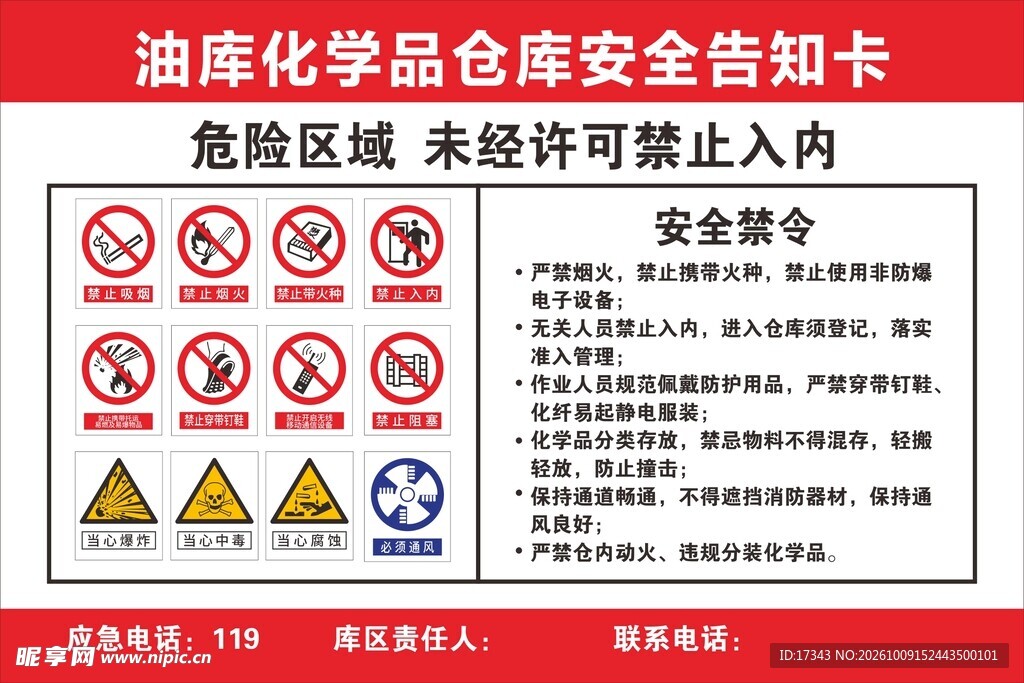 油库化学品仓库安全告知卡