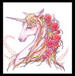 唯美玫瑰独角兽插画