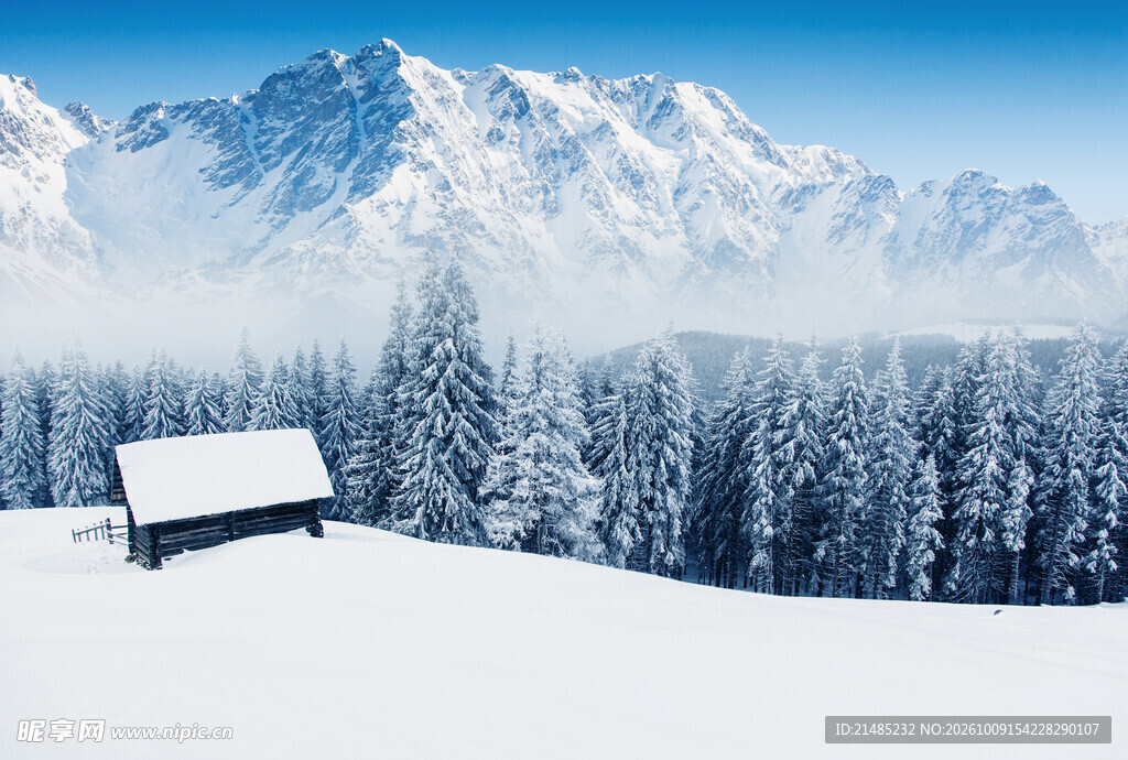 冬日雪山雪景风光