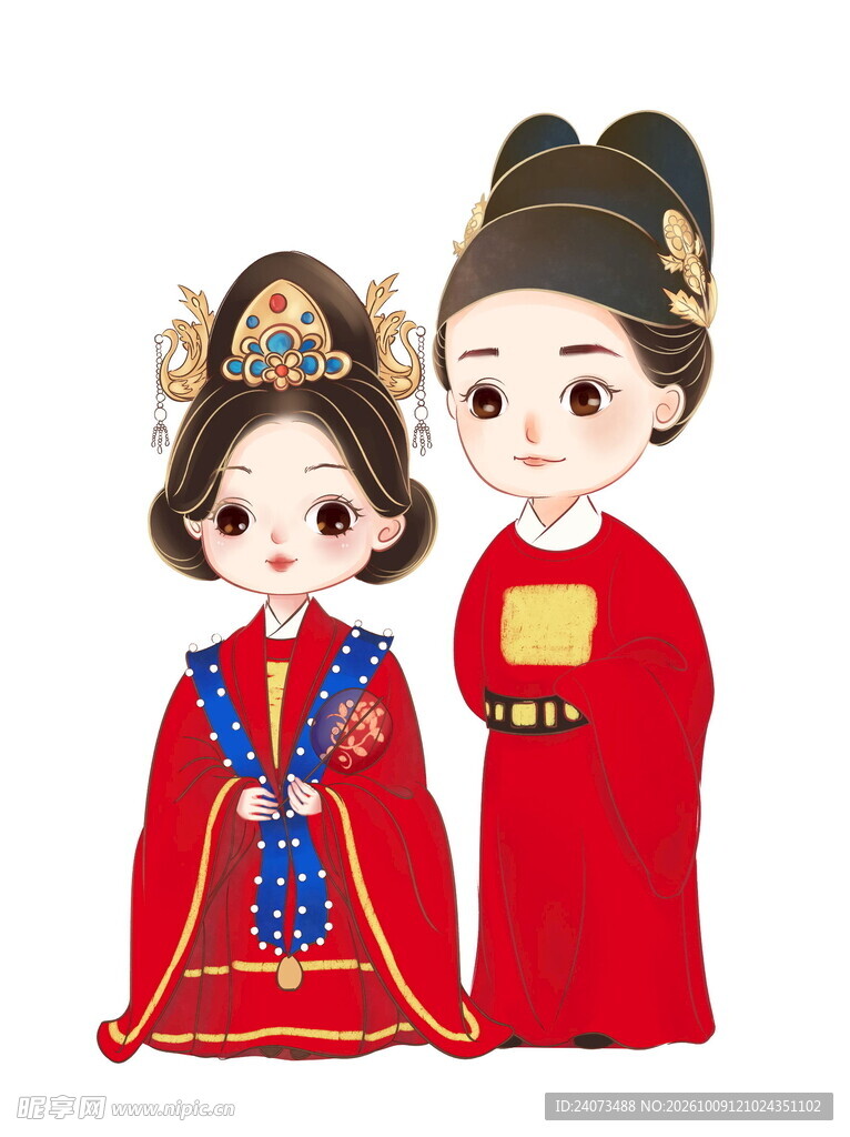 Q版古风明代婚服情侣
