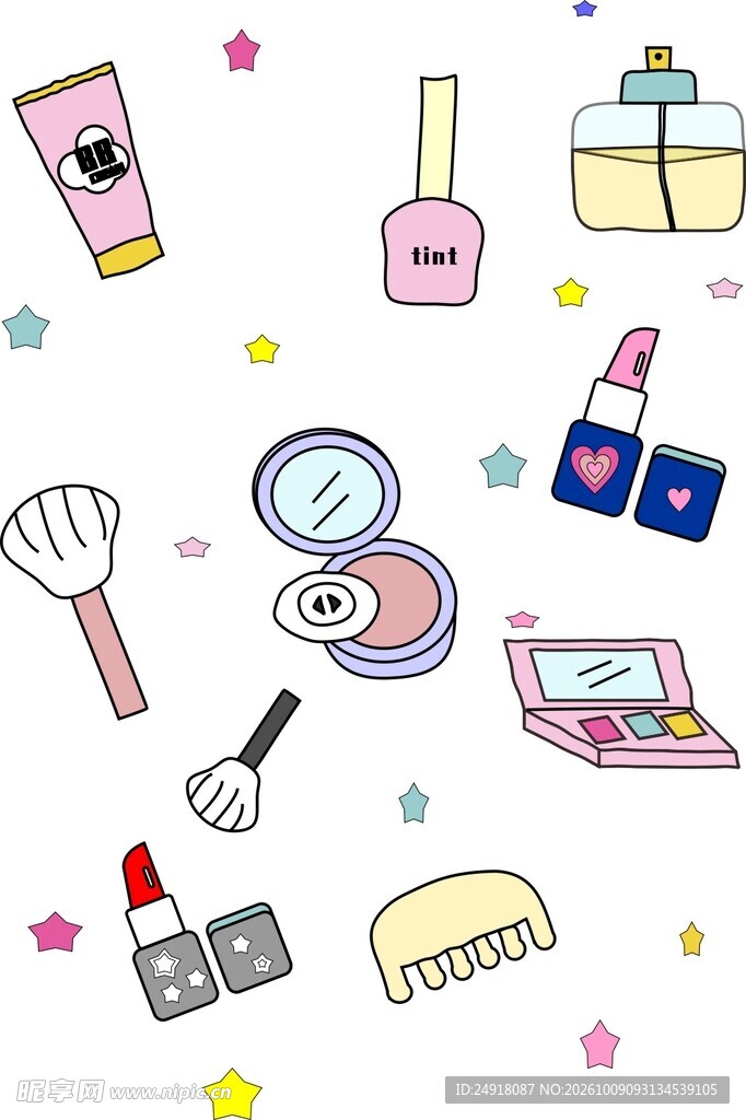 可爱卡通美妆用品装饰图案素材