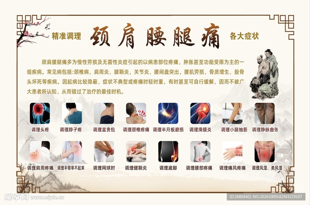 颈肩腰腿痛健康宣传海报