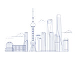 上海城市地标线稿