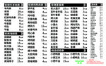 餐馆菜品价目表
