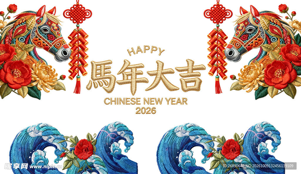 马年大吉新春装饰图案