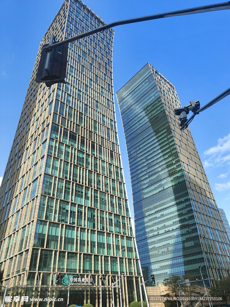 城市双子摩天高楼