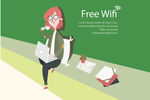 免费WiFi休闲办公插画