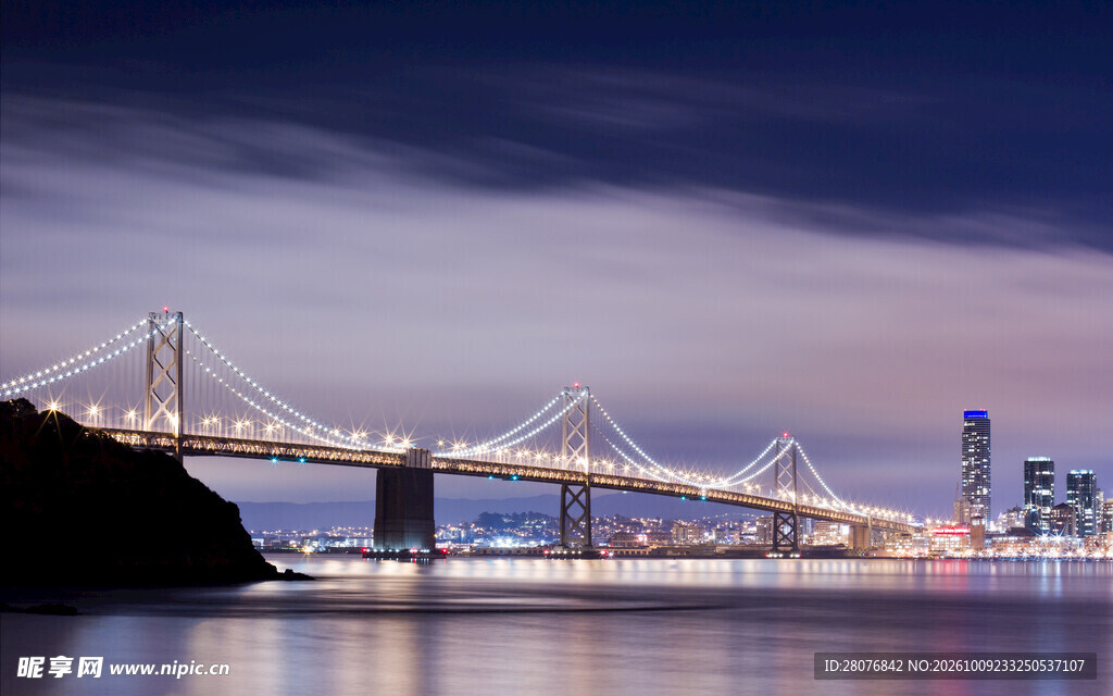 旧金山海湾大桥夜景
