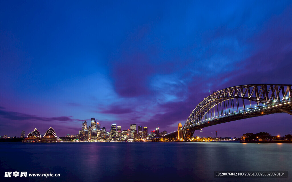悉尼海港大桥暮色夜景