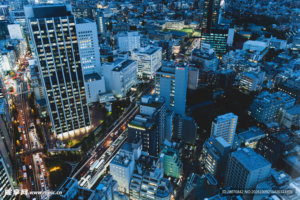 城市夜景鸟瞰效果图