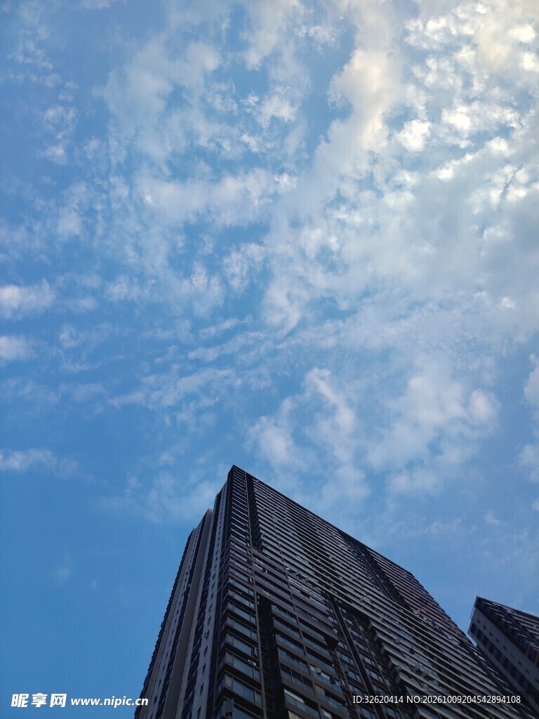 蓝天背景下的高楼仰拍