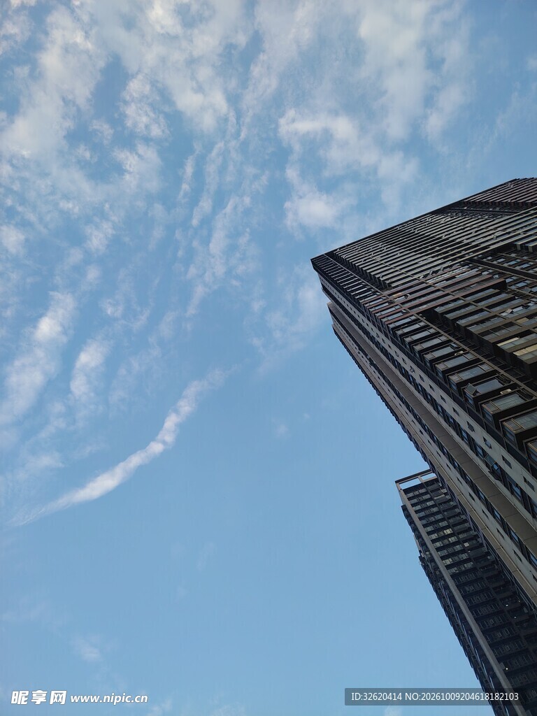 仰拍蓝天与高楼