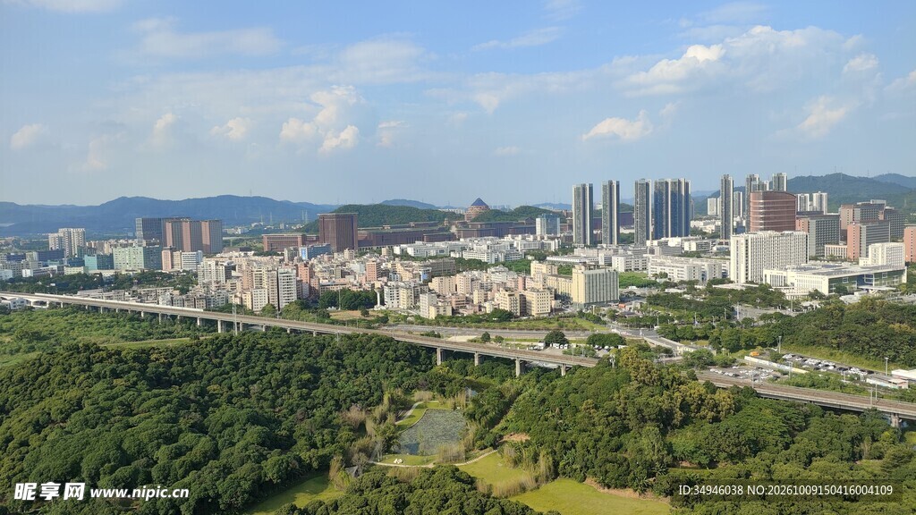 城郊城市全景风光