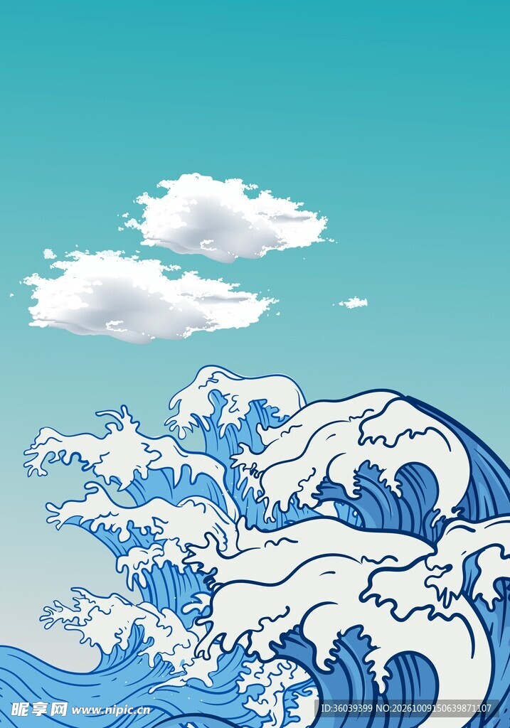 海浪白云背景