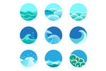 海浪圆形图标合集