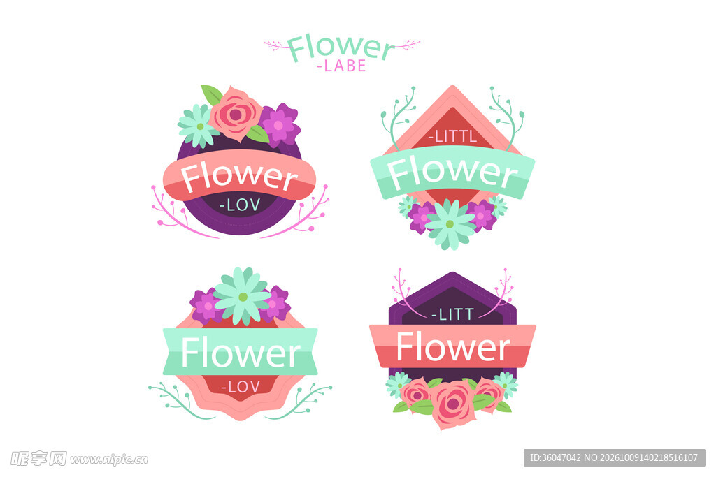 精美花卉标签标识合集