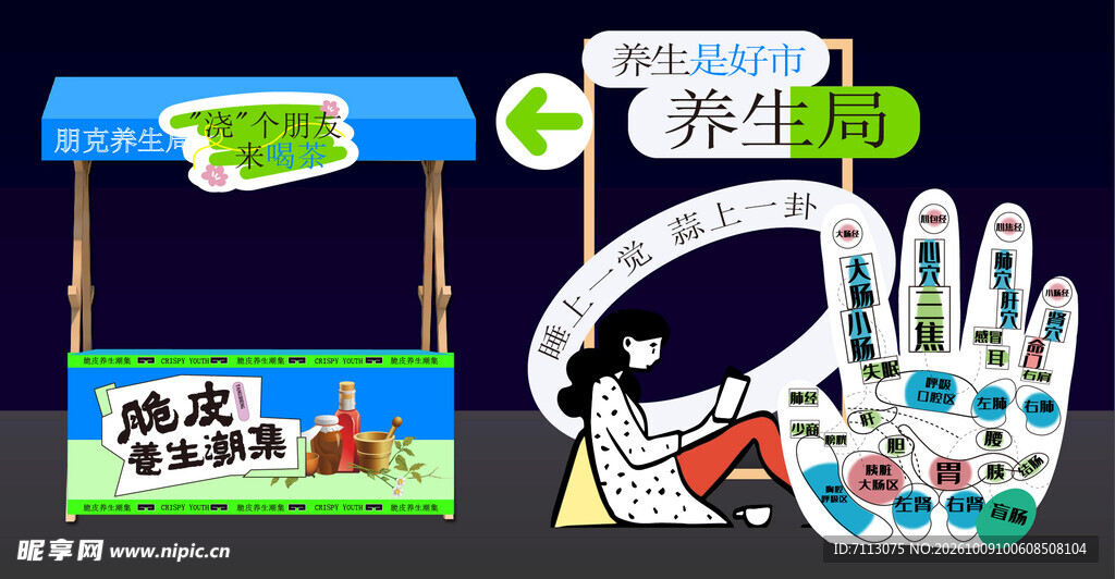 养生街打卡导视立牌