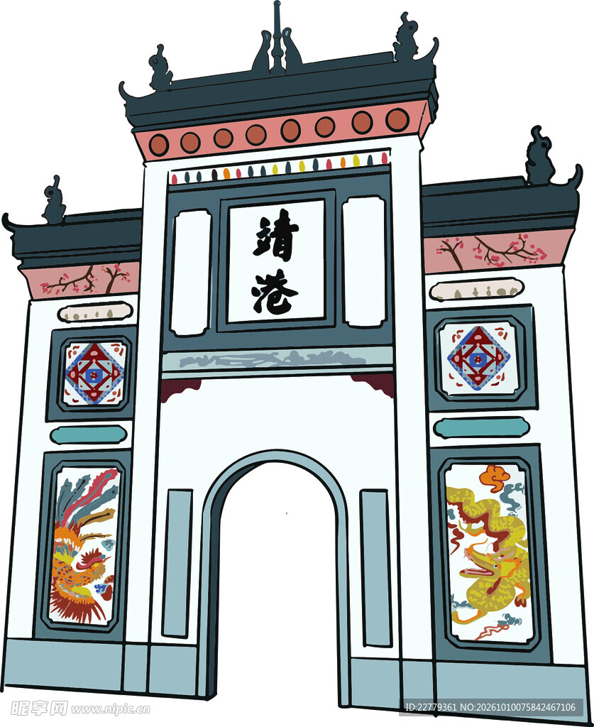 靖港 牌楼 中式门楼 古建 传