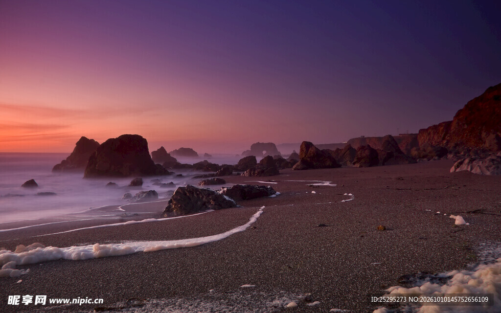 海岸黄昏日落美景