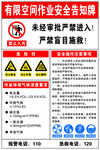 废气有限空间作业安全告知牌