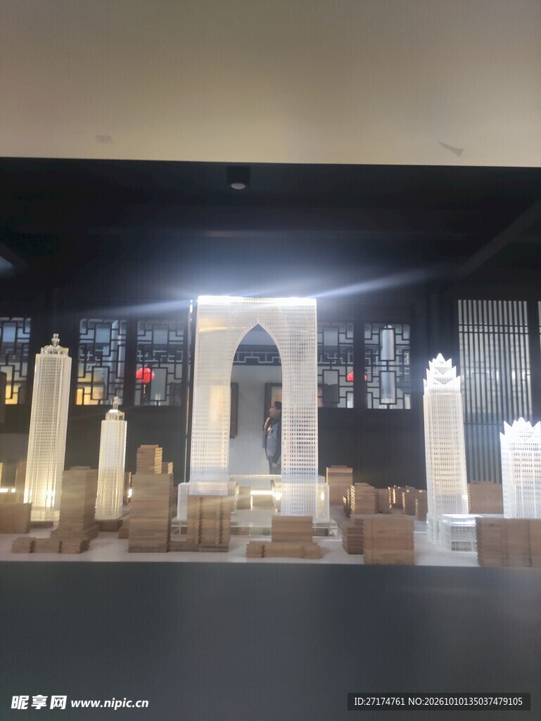城市地标建筑群夜景