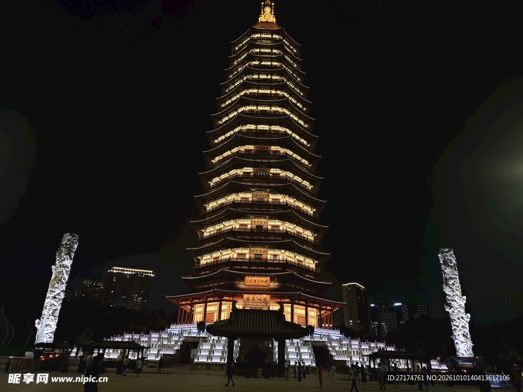 古塔夜景灯光景观