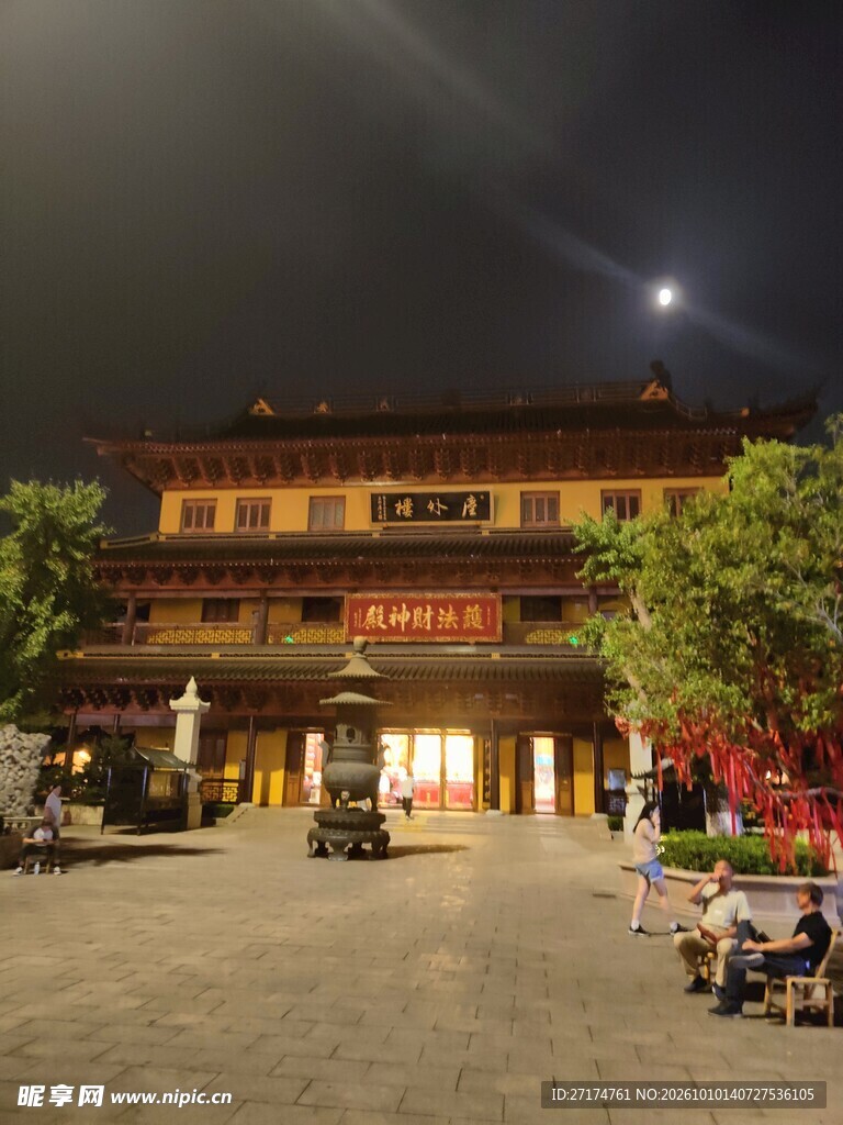 古建城楼月夜夜景