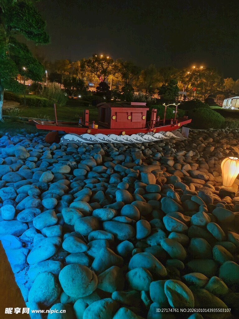 蓝石步道夜景风光
