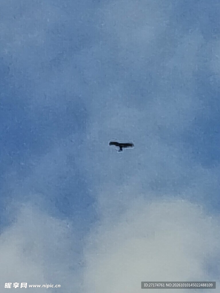 晴空下飞行的飞机剪影