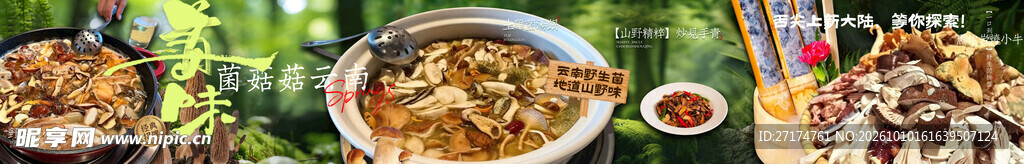 云南野山菌五连图