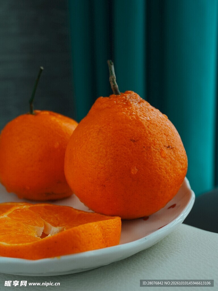 柑橘鲜果摆盘特写