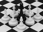 被白棋环绕的国际象棋黑王