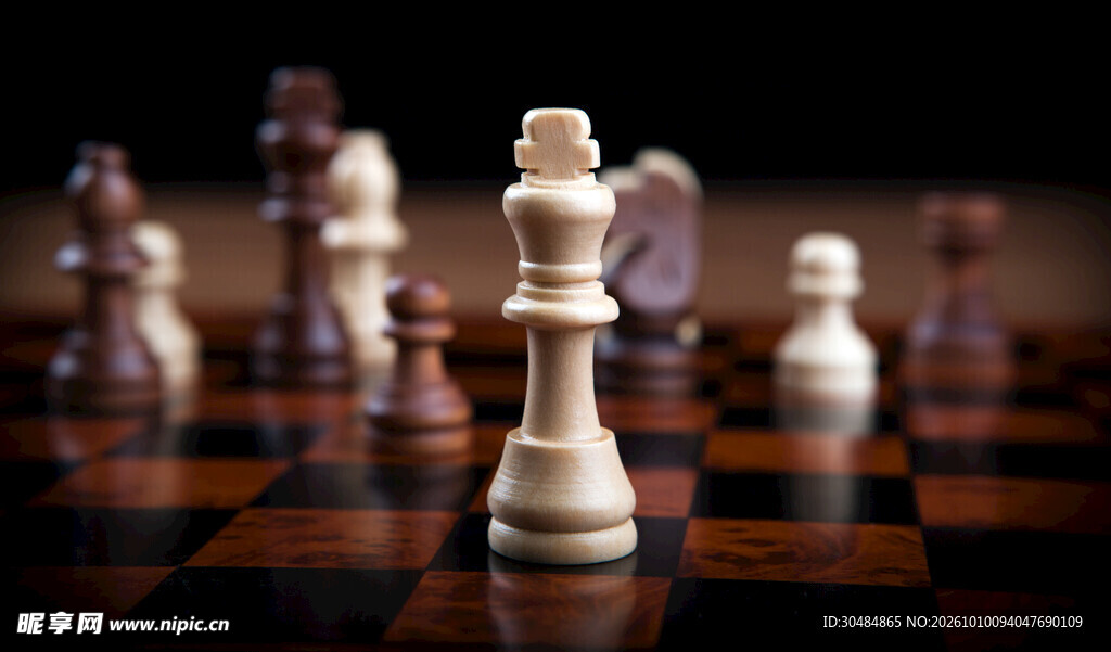 国际象棋白王棋子特写