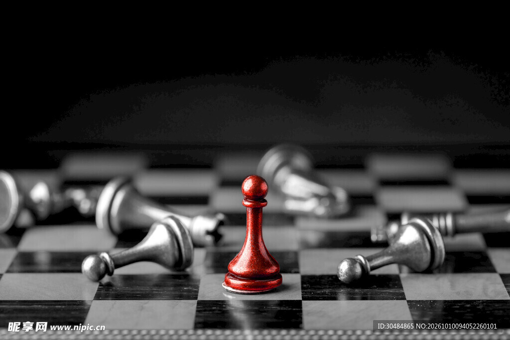 红棋胜出国际象棋场景