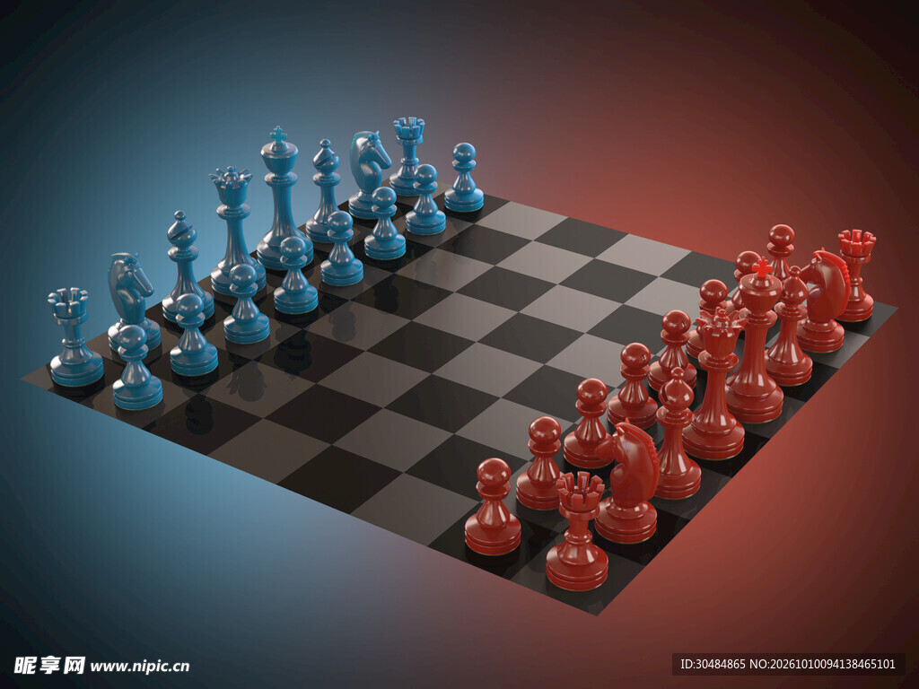 红蓝配色国际象棋